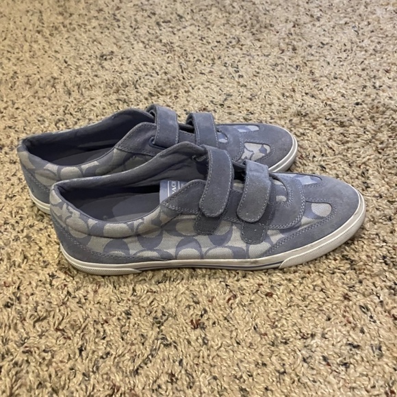 Coach Priya Signature Suede Trim Hook Loop Canvas Sneakers Shoes Lilac Size 10 - Picture 4 of 8